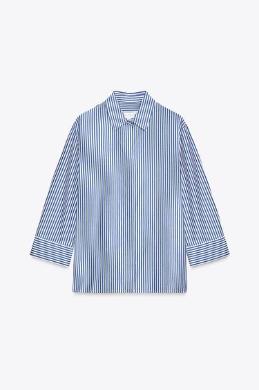 CAMISA LISTRADA ZW COLLECTION - Azul / Branco da Zara