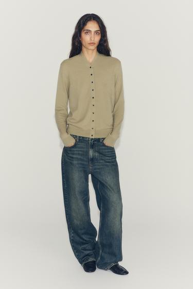 100% EXTRA-SOFT WOOL V-NECK CARDIGAN - Greenish by Zara - Image 0
