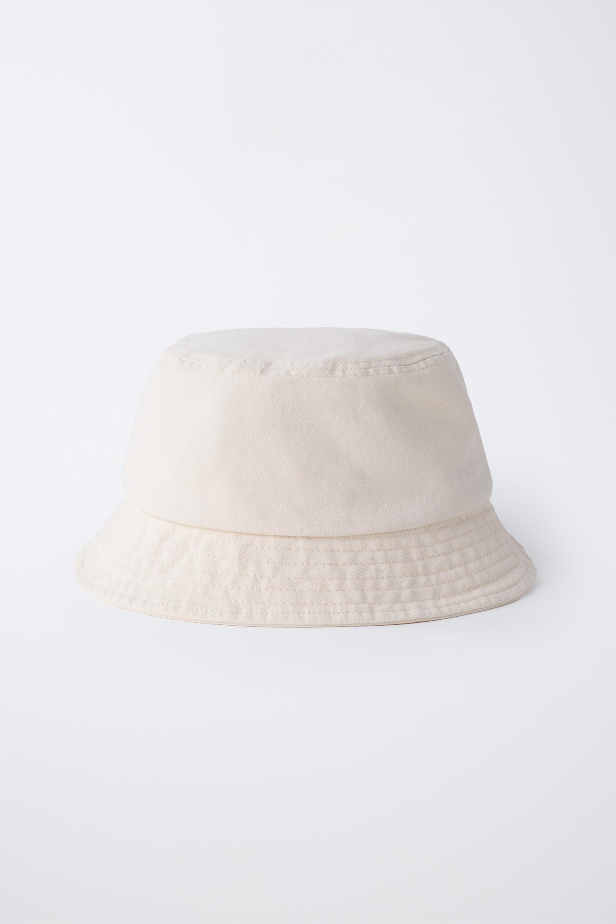 Zara bucket hat with topstitching WIDE BRIM BUCKET HAT - Ecru | ZARA United States main image 2