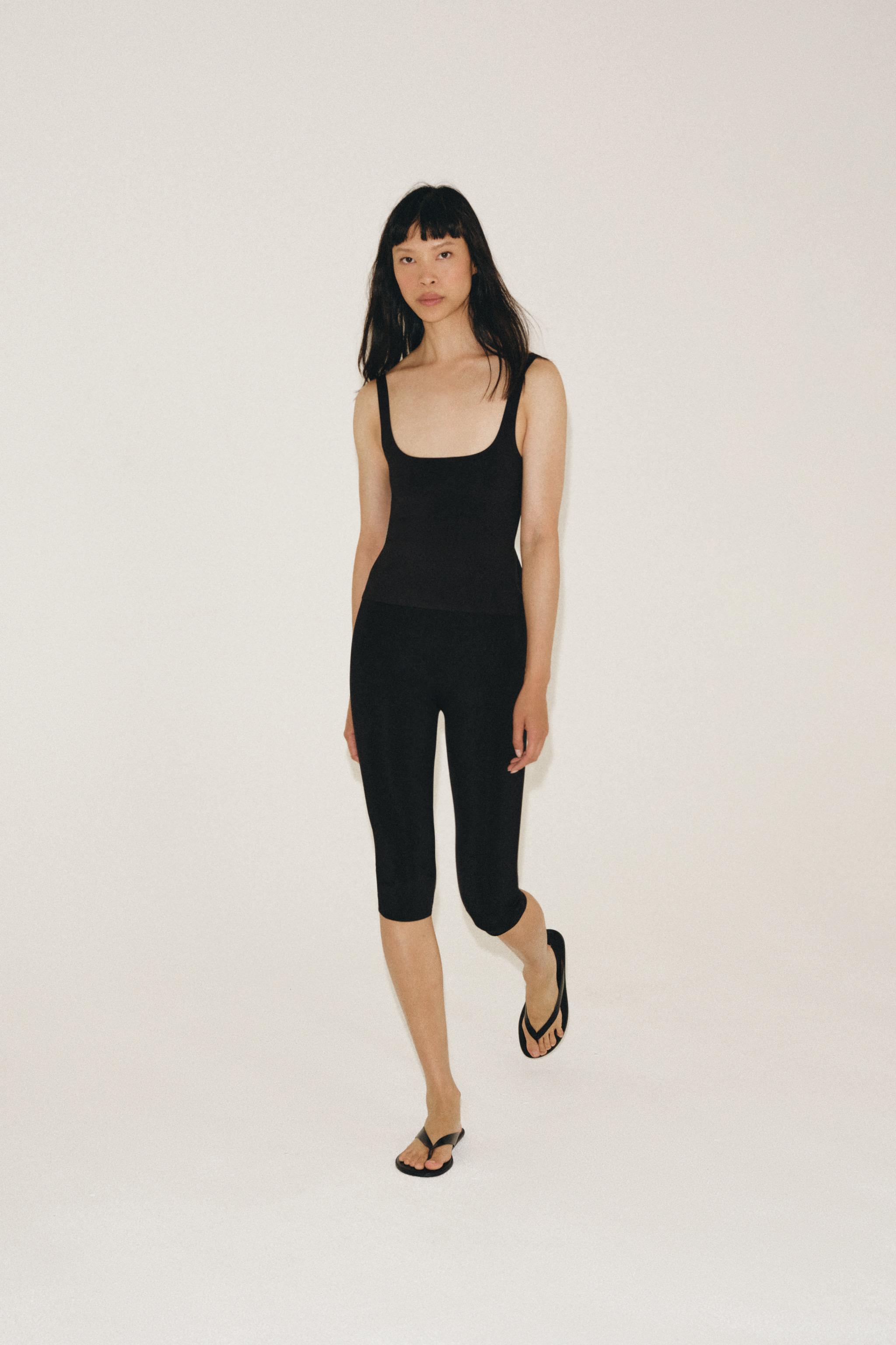 POLYAMIDE CAPRI TROUSERS — Black