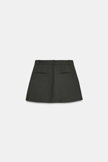 ZW COLLECTION SHORT PLEATED SKIRT - Khaki by Zara