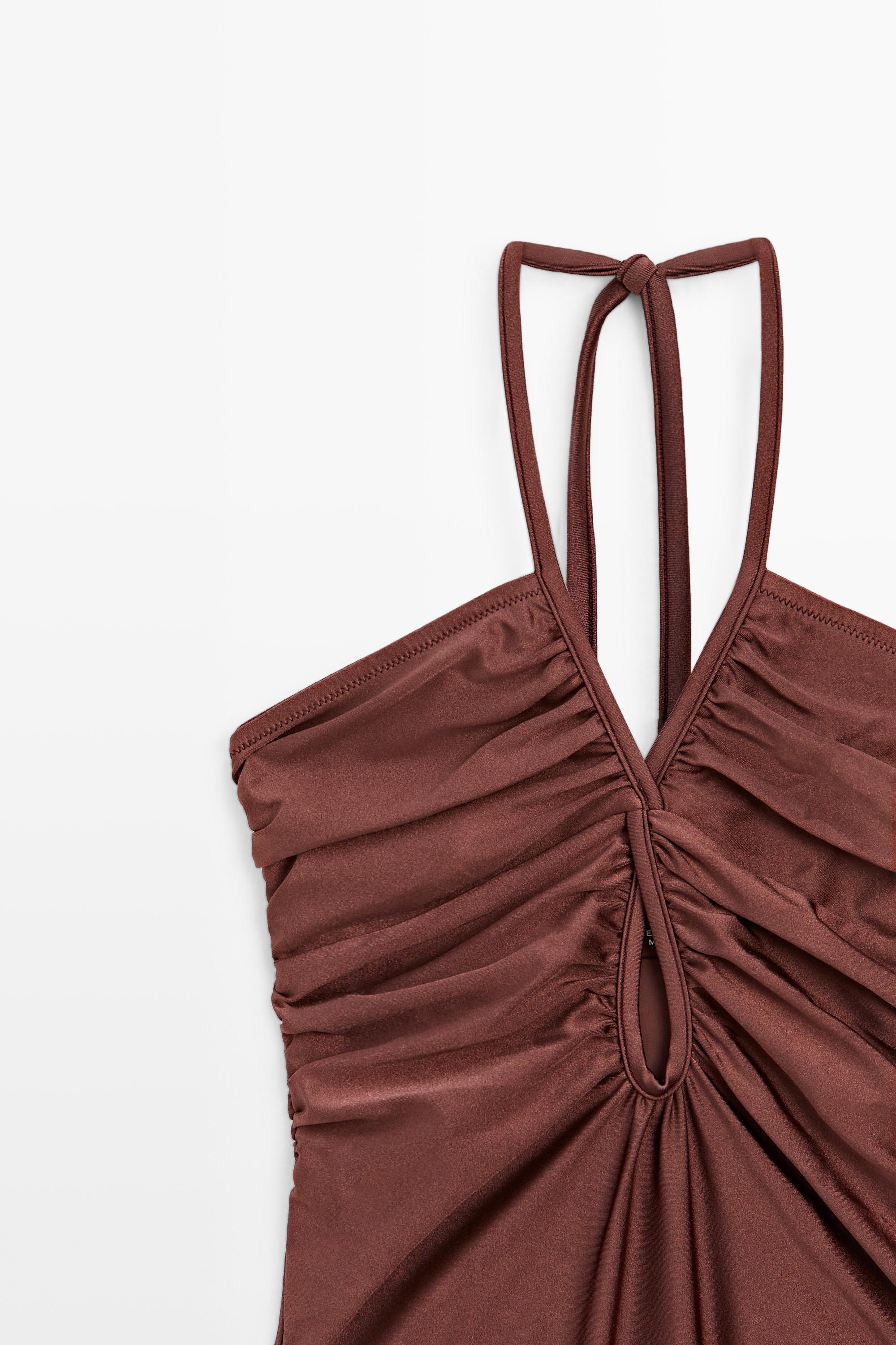 Shimmery halter swimsuit — Mink marl