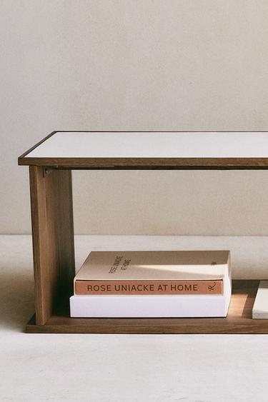 Zara OAK WOOD LEATHER STORAGE UNIT - Light beige