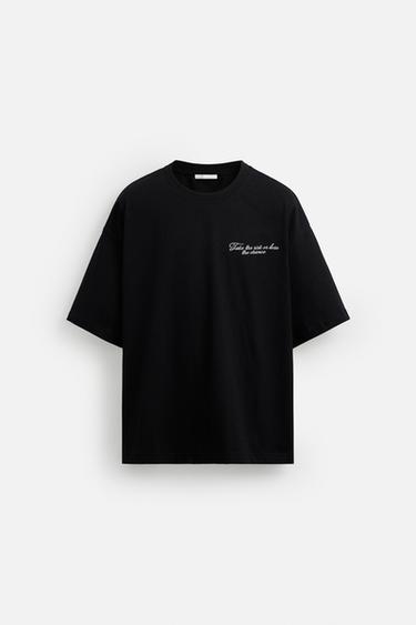 SLOGAN PRINT T-SHIRT - Black by Zara