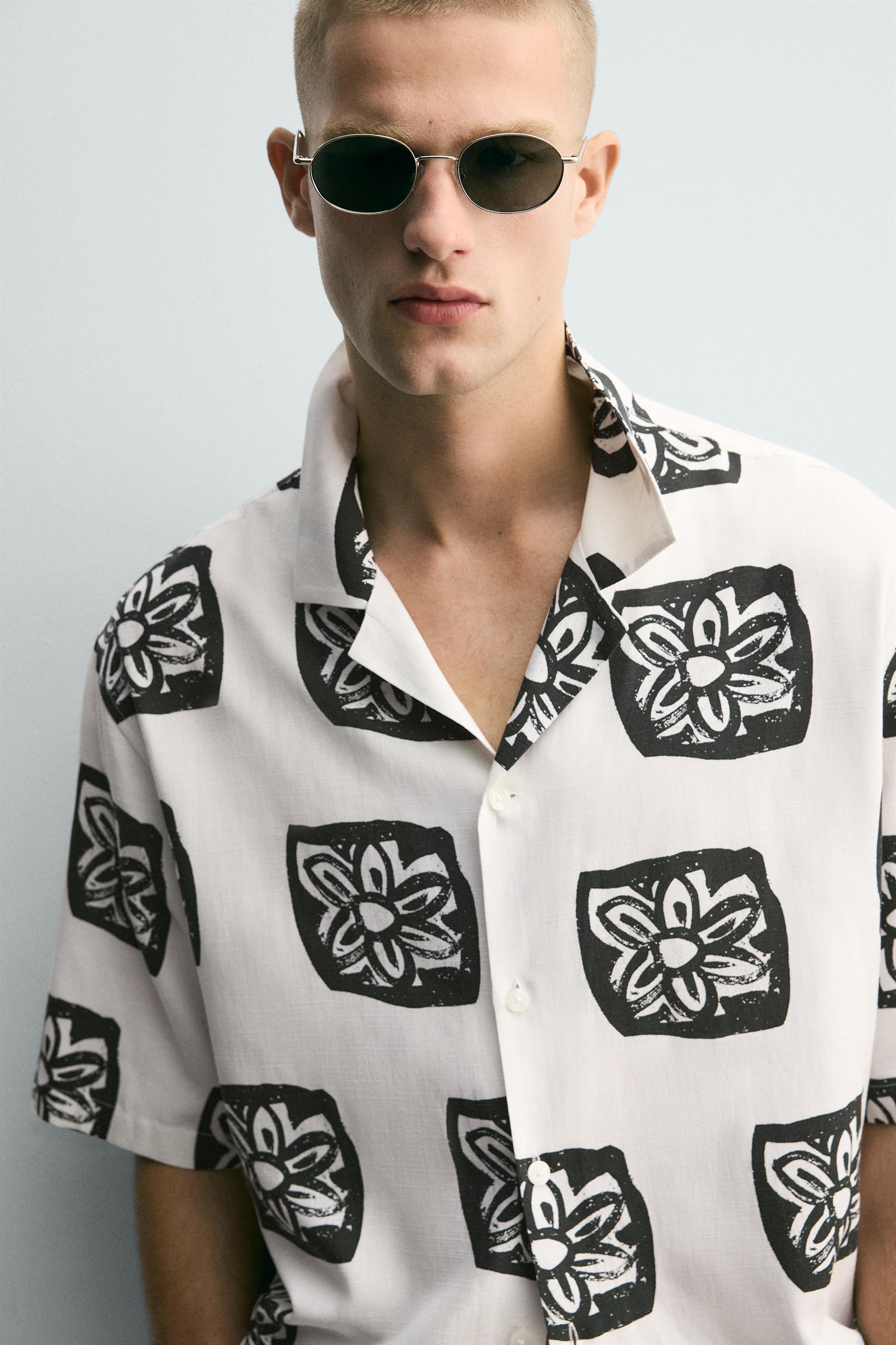 CONTRAST PRINT RELAXED FIT SHIRT