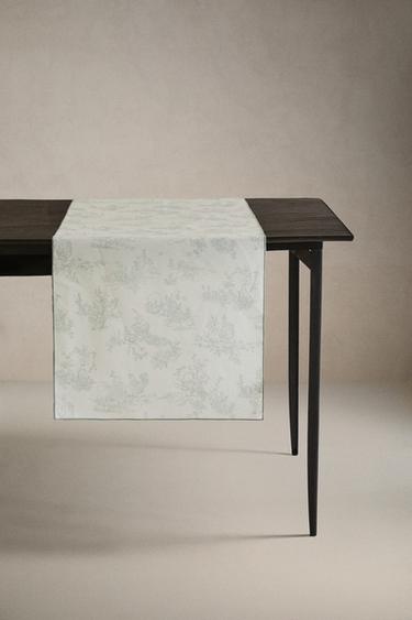 RESIN-COATED TOILE TABLE RUNNER - Blue by Zara