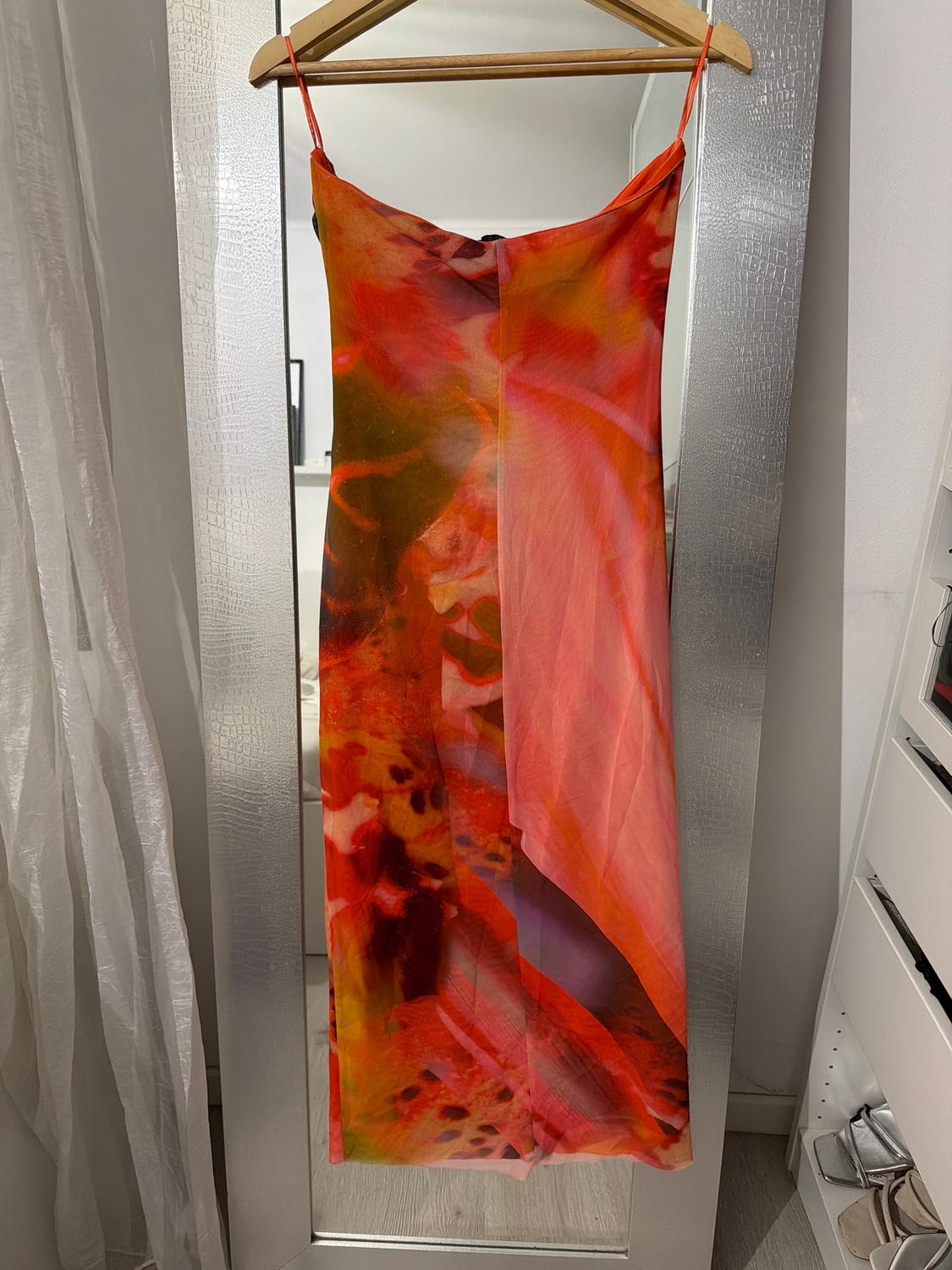 PRINTED STRAPLESS TULLE DRESS - Image 3