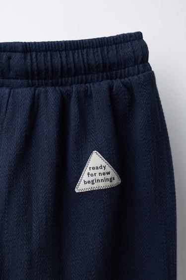 PANTALON STRUCTURÉ AVEC ÉTIQUETTE - Bleu marine de Zara - Image 3