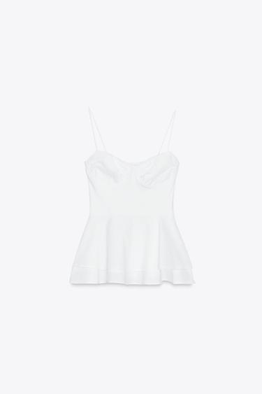 TOP BIMATIÈRE PÉPLUM - Blanc de Zara - Image 5