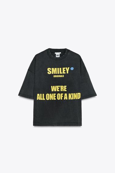WASHED EFFECT SMILEY® T-SHIRT - Grey by Zara