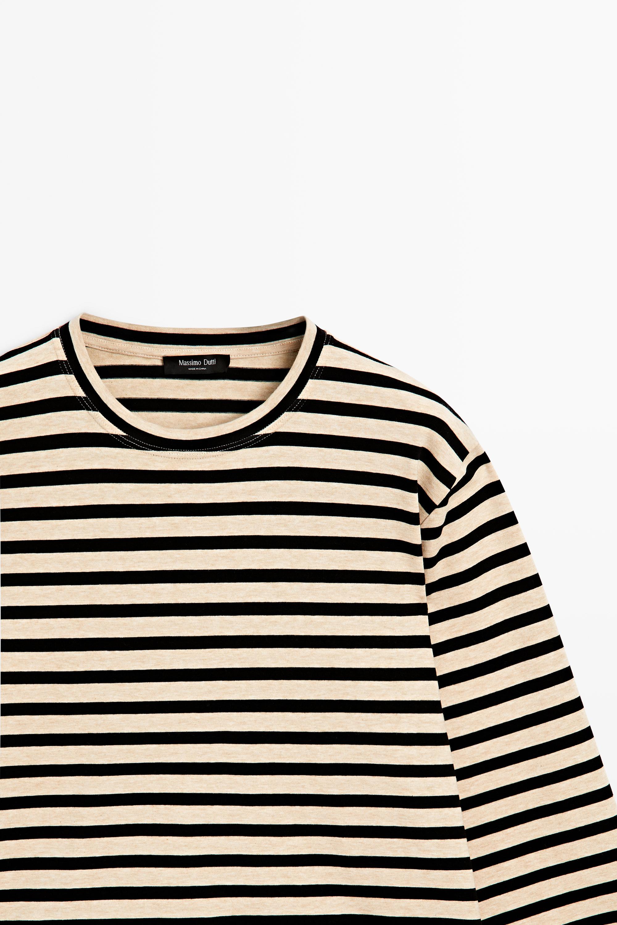 Oversize striped cotton blend T-shirt