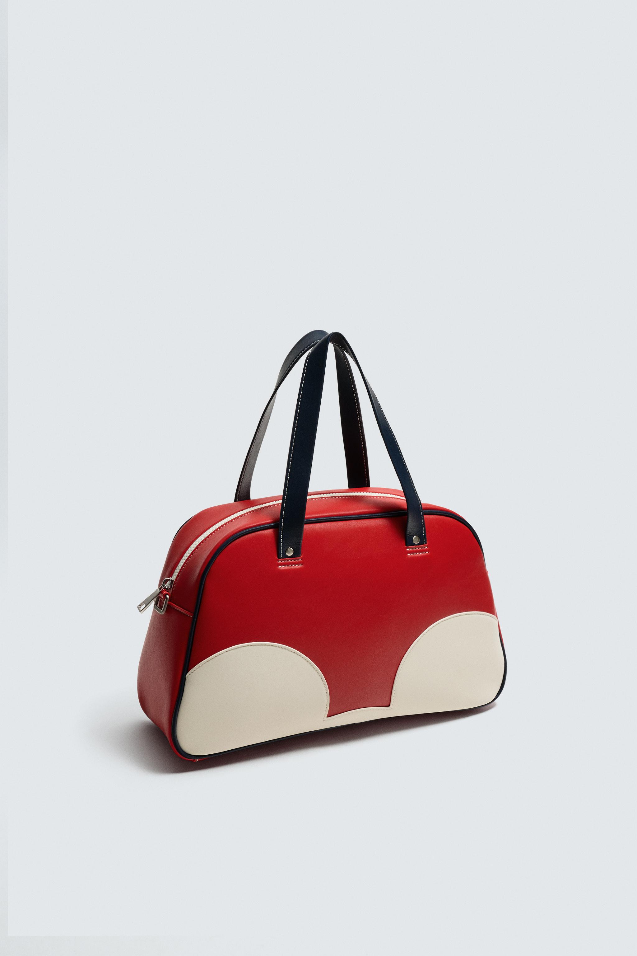 【レア】ZARA スタッズ付きレザーバッグ X HARRY LAMBERT 赤 MINI BOWLING HARRY LAMBERT FOR ZARA X DISNEY - レッド | ZARA Japan