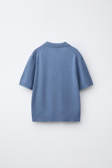 POLO EN COTON ET LIN - Bleu de Zara - Image 1
