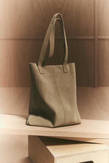 Zara LEATHER SHOPPER BAG - Sandy Brown - Image 0