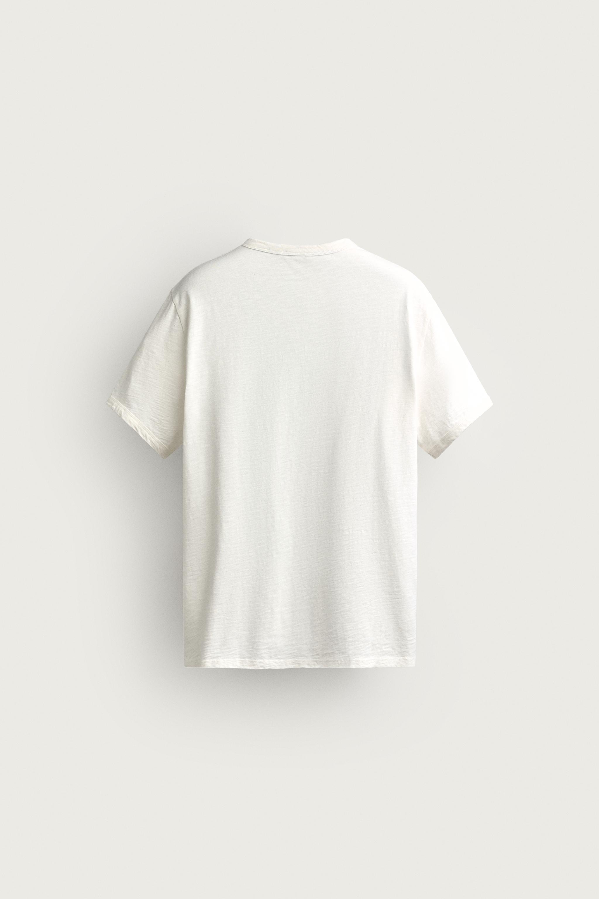 Мужские футболки Zara WASHED HENLEY T-SHIRT — фото 7