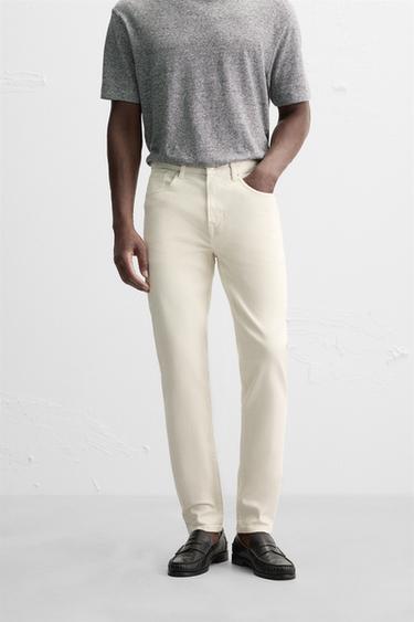 SLIM FIT JEANS - Light beige by Zara