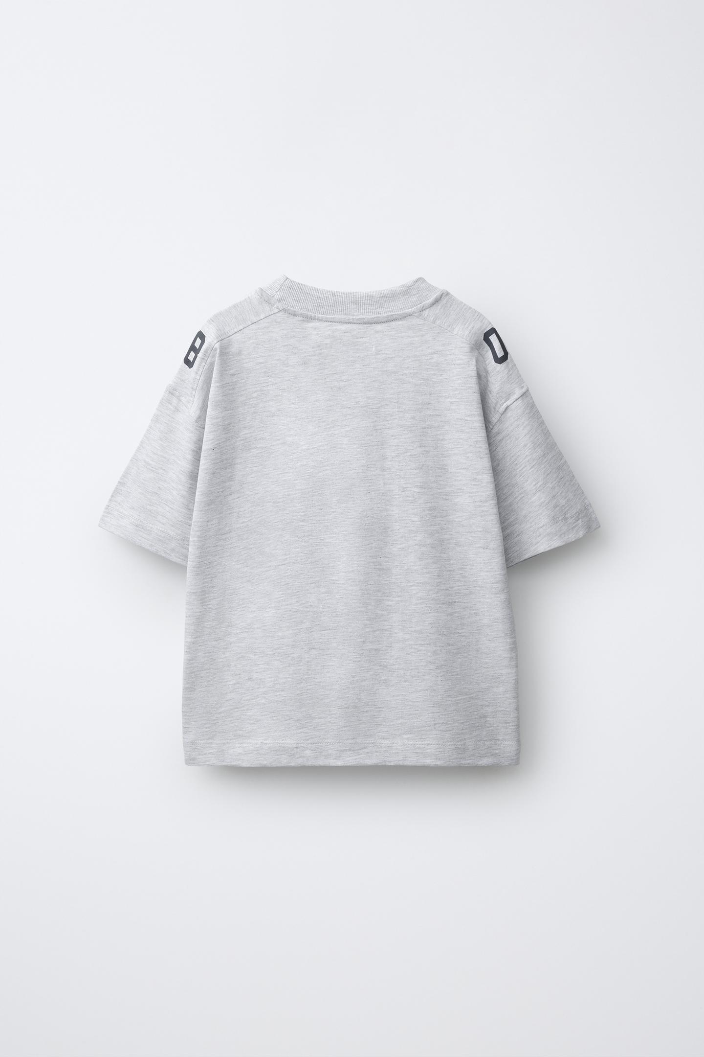 Детская футболка Zara Text Print, цвет: Серый меланжевый — фото 3