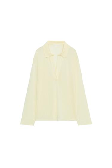 ÁO POLO DÀI TAY VẢI RŨ - Màu vàng từ Zara