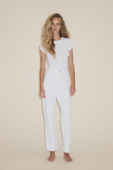 Zara SHORT SLEEVE VISCOSE T-SHIRT - White