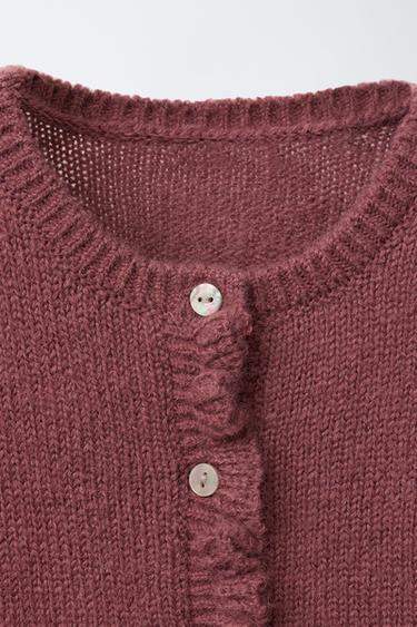GILET EN MAILLE À VOLANTS AVEC LAINE - Rose de Zara - Image 2