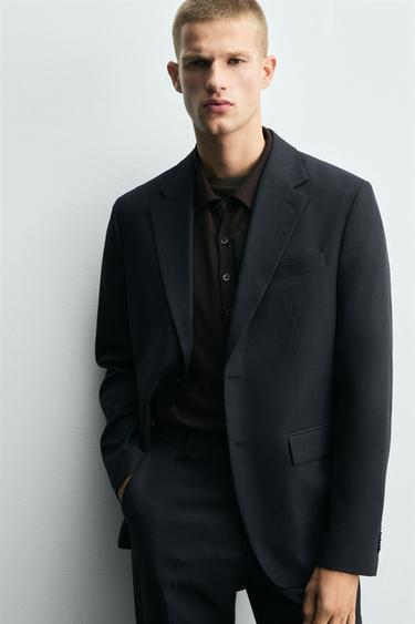 HOUNDSTOOTH SUIT BLAZER - Navy blue by Zara - Image 4
