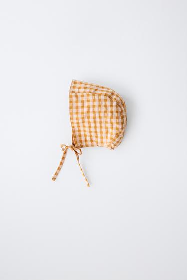 GINGHAM CHECK BONNET - Mustard by Zara - Image 0