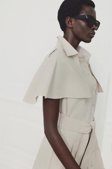 Zara ZW COLLECTION 披肩襯衫式洋裝 - 淺駝色