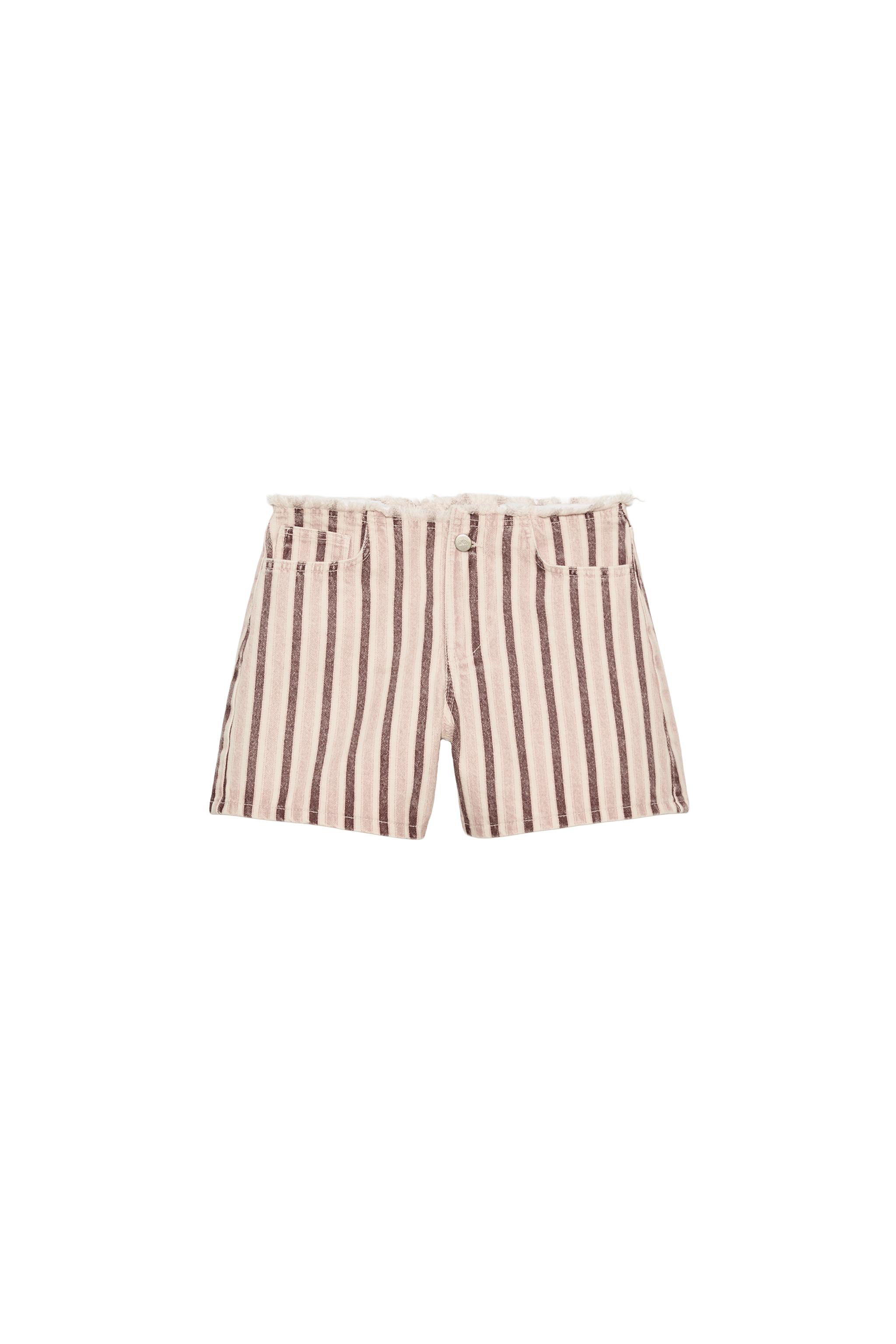 Z1975 FRAYED STRIPED DENIM SHORTS - Multicoloured | ZARA Turkey