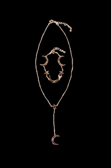 PACK COLLAR Y PULSERA LUNA - Dorado de Zara