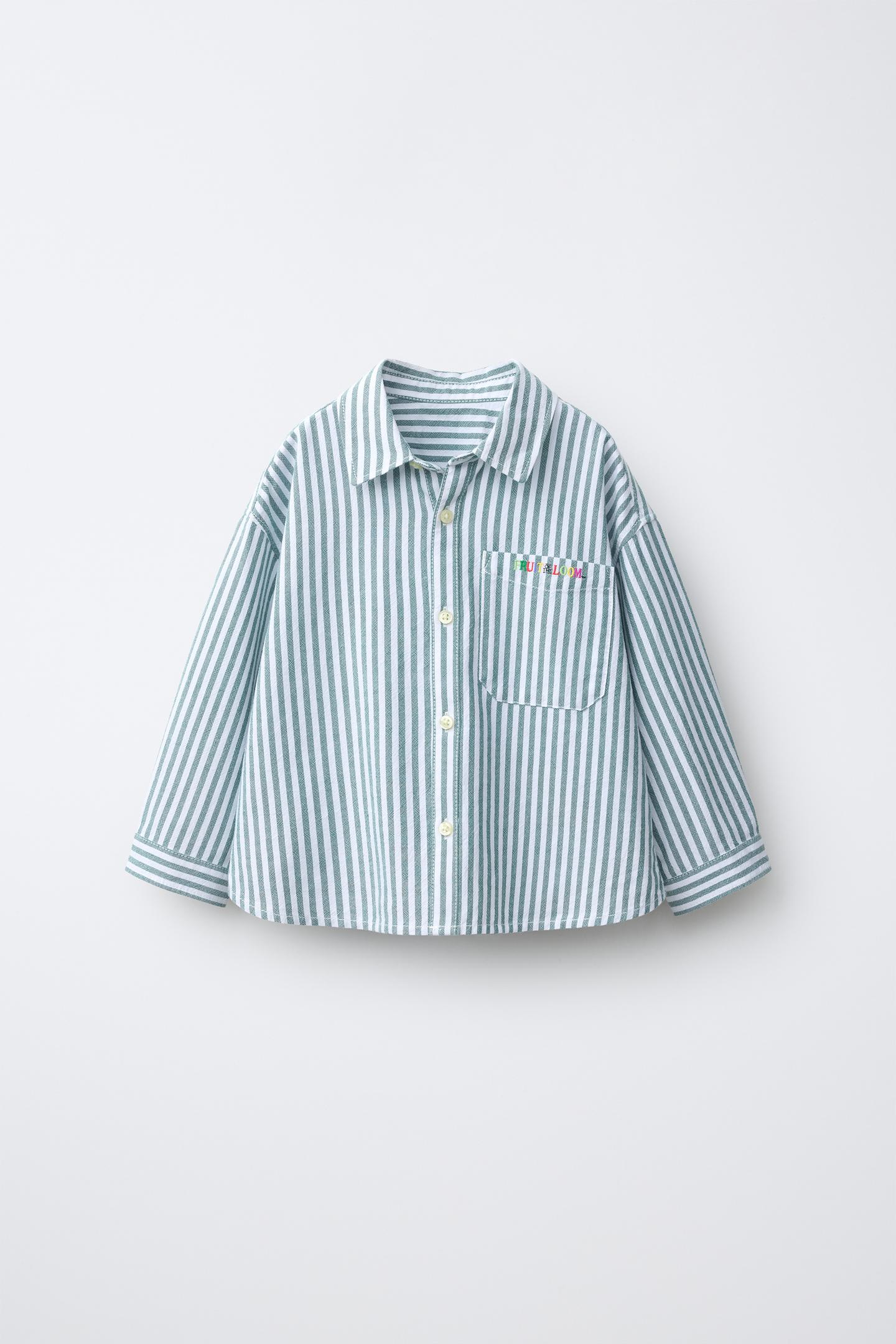 Детская рубашка Zara Fruit OF the Loom™ Embroidered Striped, цвет: Полосатый — фото 1