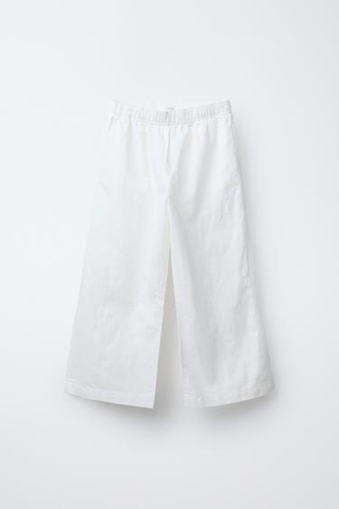 CALÇA WIDE LEG COM LINHO - Branco da Zara