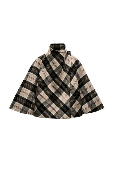 ZW COLLECTION CHECK WOOL CAPE - Ecru / Beige by Zara - Image 0