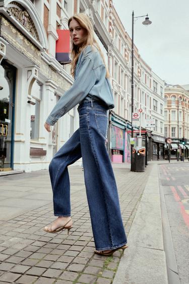 JEAN À JAMBES LARGES CEINTURE TAILLE NORMALE - Bleu moyen de Zara - Image 7
