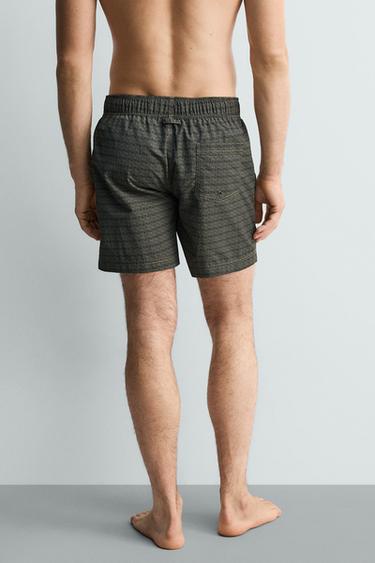 GEOMETRIC PRINT LONG SWIM SHORTS - Greys by Zara - Image 2