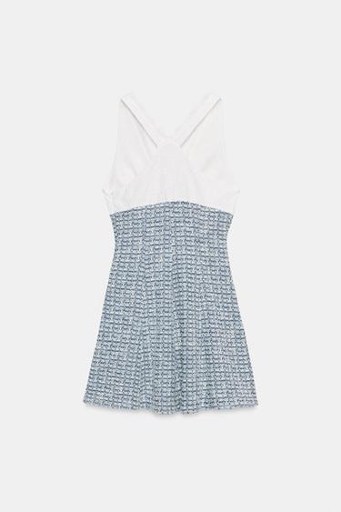 CONTRAST TEXTURED DRESS - Blue/White by Zara - Image 1