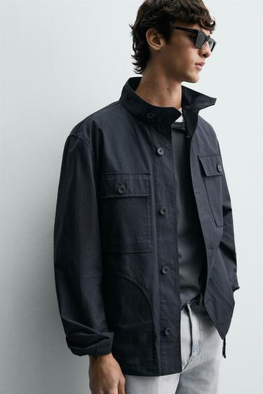 TEXTURED OVERSHIRT WITH POCKETS - Navy blue by Zara - Image 5