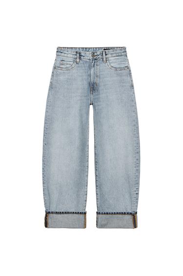 JEANS ZW COLLECTION BALLOON بخصر متوسط - أزرق الخاص بـ Zara