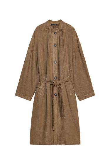 100% LINEN LONG OVERSHIRT ZW COLLECTION