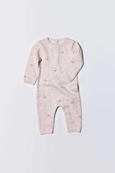 BIRD PRINT 100% MERINO WOOL JUMPSUIT - Pale pink by Zara