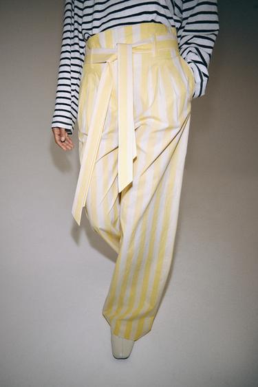 PANTALON STYLE PYJAMA À RAYURES ZW COLLECTION - Jaune de Zara - Image 1