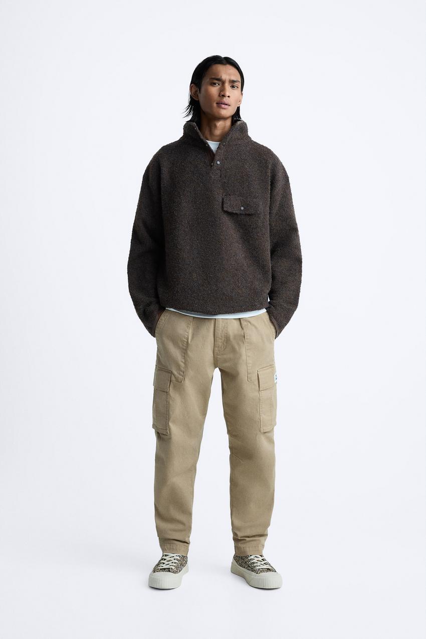 Zara - Relaxed Fit Cargo Pants - Taupe Brown - Men