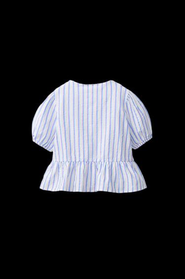 BLUSA RAYAS LACITOS - Blanco roto de Zara