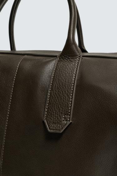 LEATHER TOTE BAG - Brown by Zara - Image 6