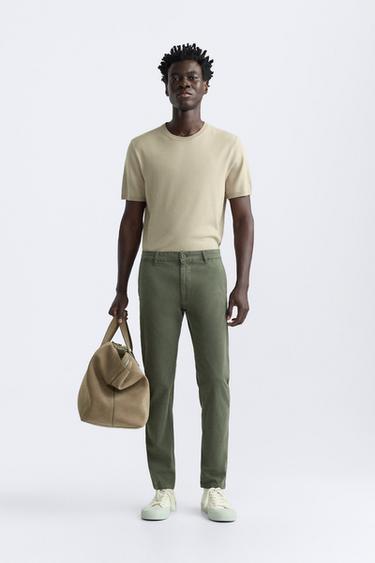 SKINNY FIT CHINO TROUSERS - Khaki by Zara - Image 0