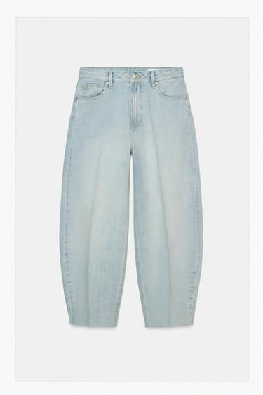 Zara ZW COLLECTION TAPERED MID-RISE JEANS - Light blue