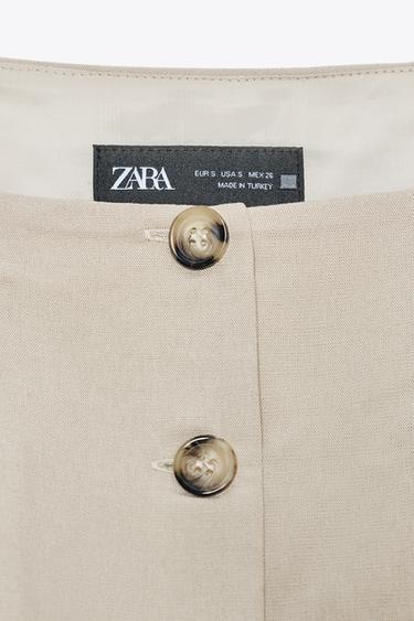PLEATED SKIRT MIDI WAISTCOAT DRESS - Beige by Zara - Image 7
