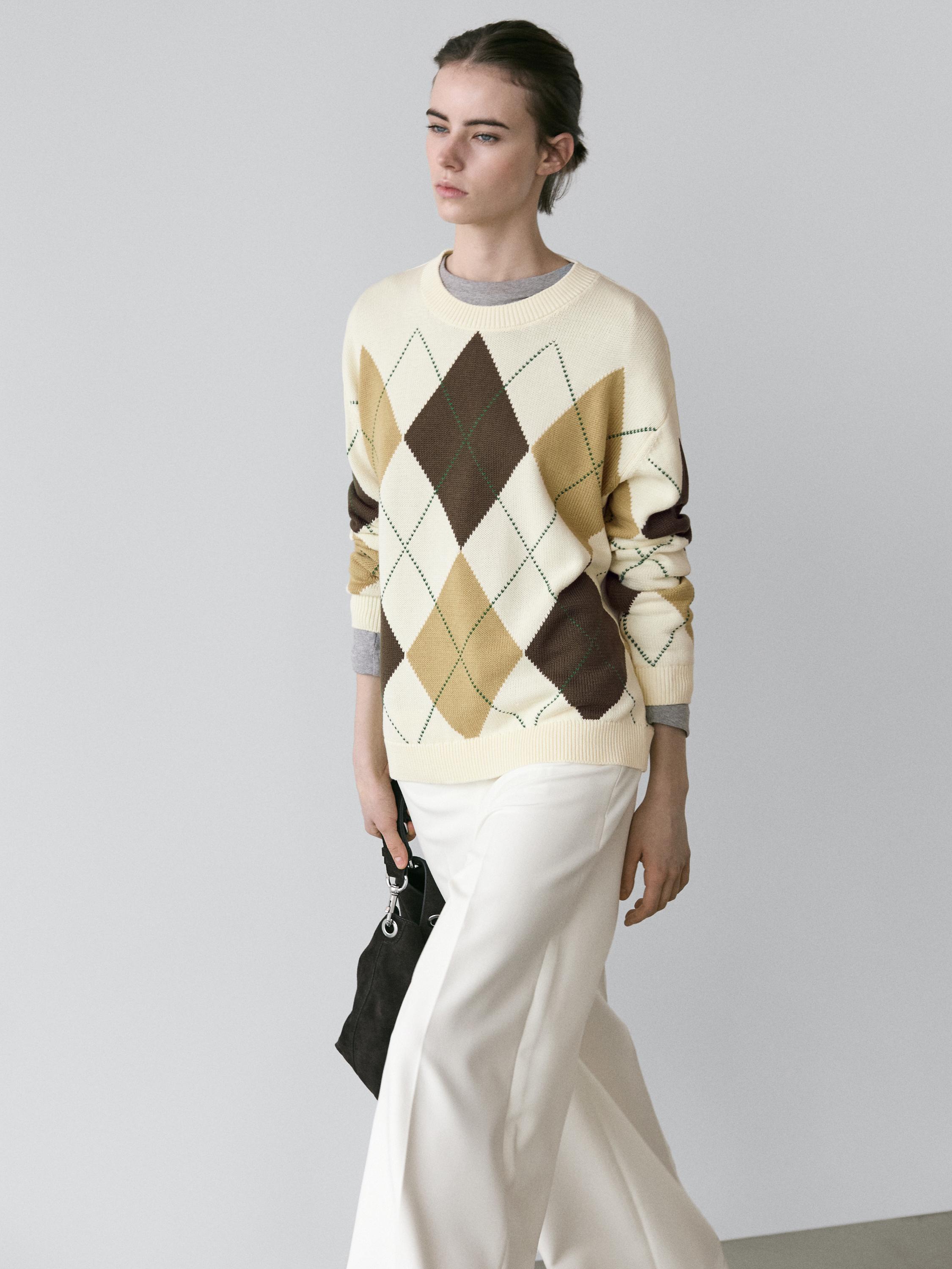 Pull en maille losanges 100% coton