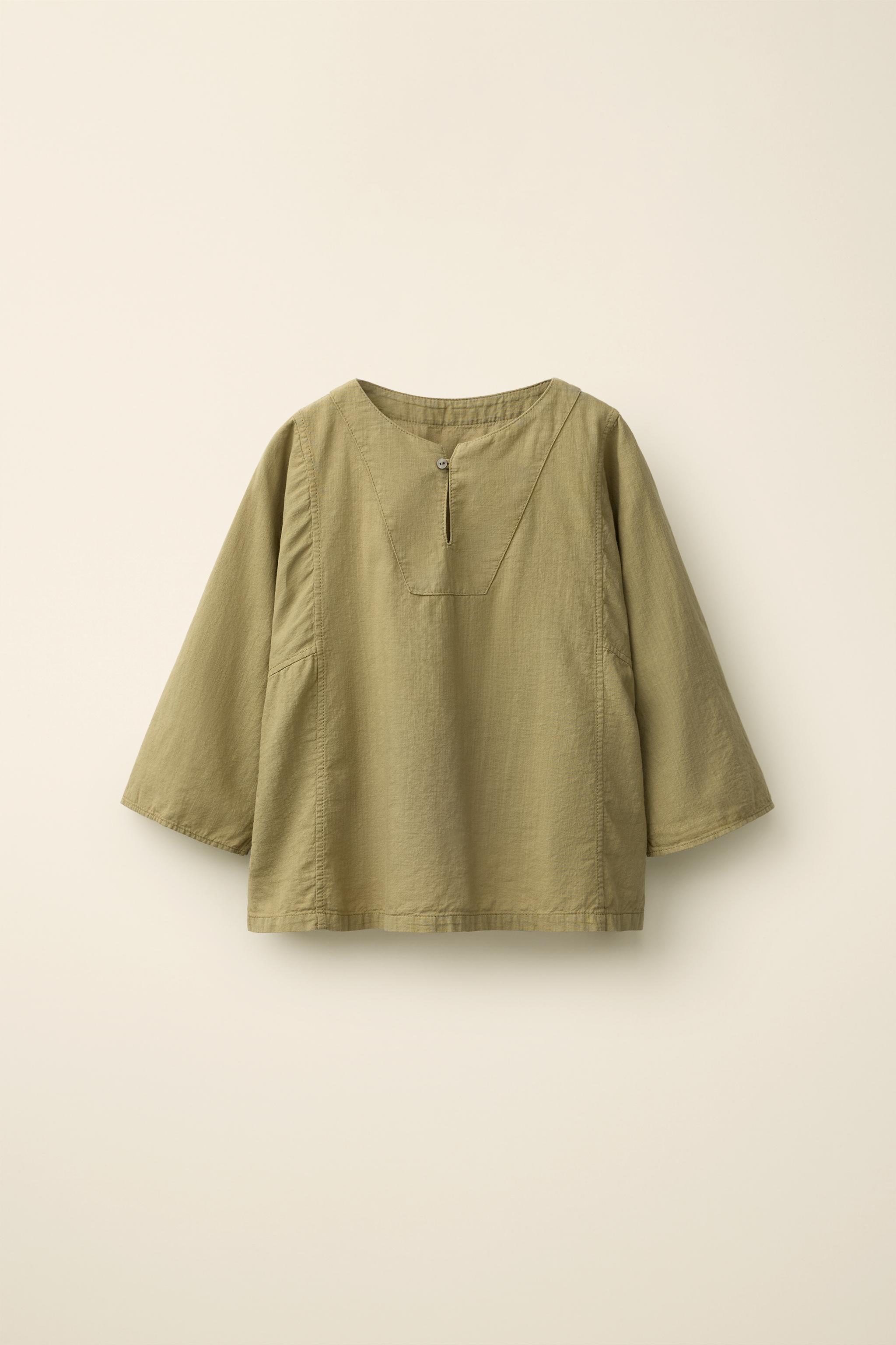 MANDARIN COLLAR SHIRT CREATED BY CARAMEL LONDON X ZARA — Khaki