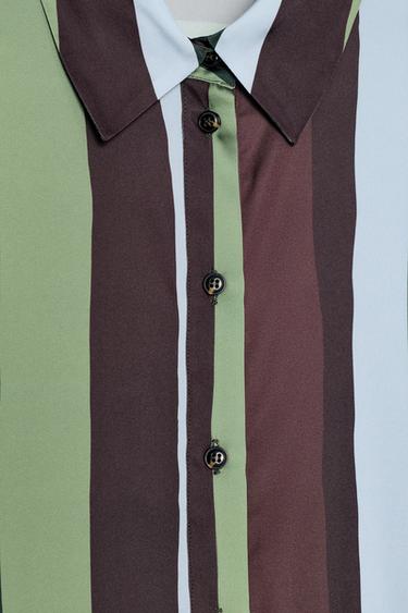 BLOUSE SATINÉE À RAYURES - Multicolore de Zara - Image 7