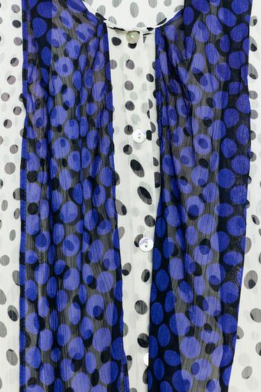 BLOUSE À POIS ET NŒUD CONTRASTANT - Écru / Noir de Zara - Image 3